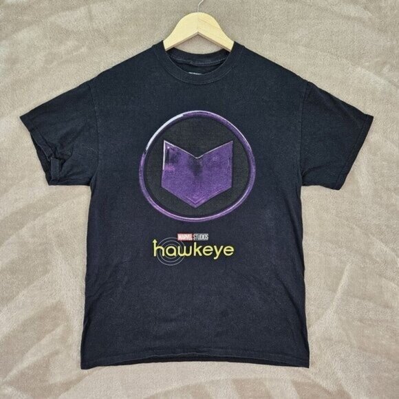 Marvel Studios Hawkeye Graphic Print T-Shirt Mens Sz M Black Short Sleeve Comics - Picture 1 of 10